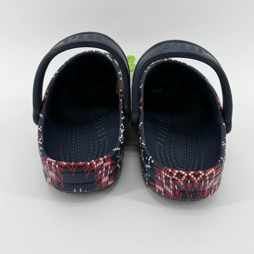 Crocs Baya Holiday Graphic Clog Mens Size 9 Navy Blue Fair Isle Comfy Gift‎ NWT